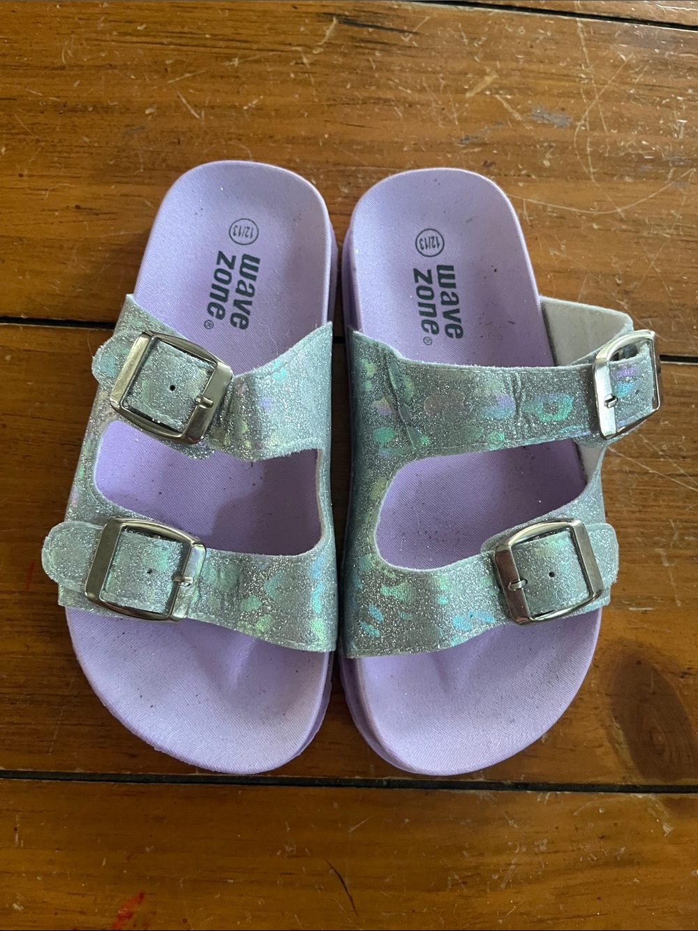 Kids' Sparkle Double-Buckle Sandals - Lavender Insole
